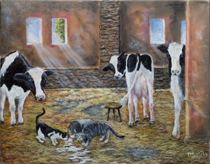 "Barn Mischief" 22 x 28 Original Oil