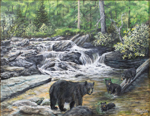 "Gatlinburg Bear Crossing" 22 x 28 Original Oil